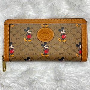 Gucci Mickey Mouse Disney x zip around wallet beig